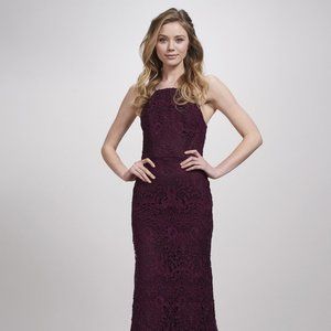 Purple Lace High Neck Gown
